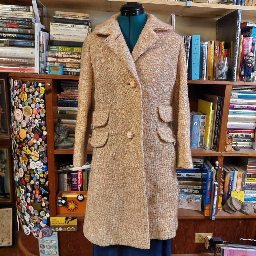 Vintage 50s 60s‎ Prices Sherman Baby Pink Boucle Wool Midi Coat Jacket Pockets